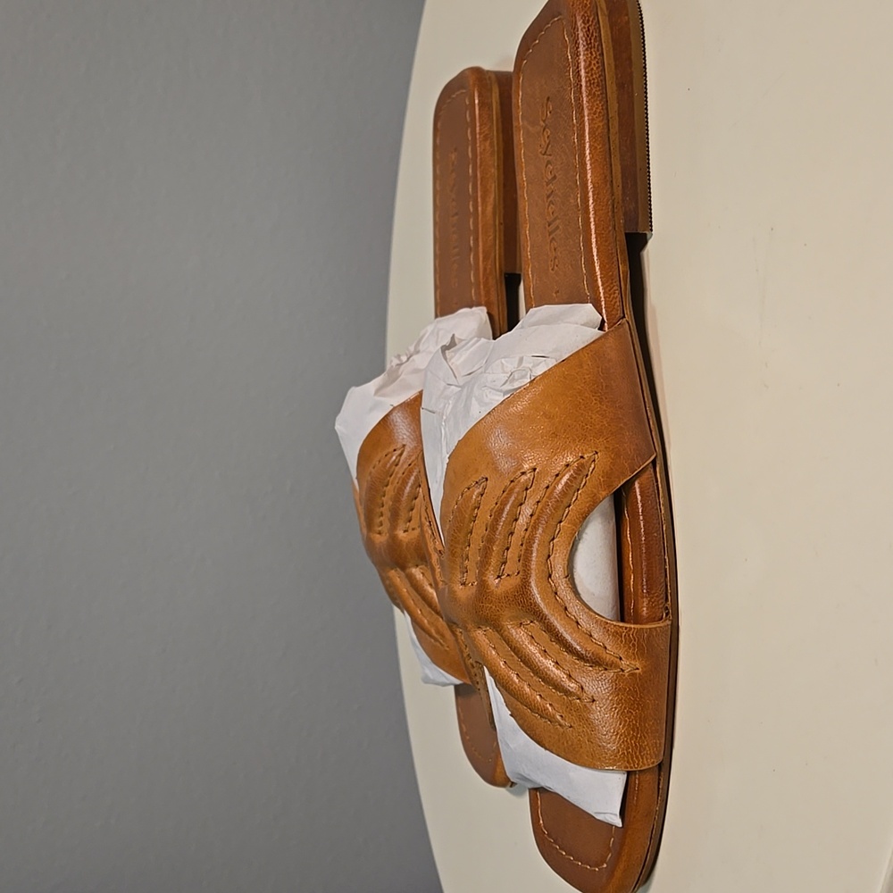 Seychelles Leather Slide Sandals Madhu Tan W6.5 - Picture 3 of 5